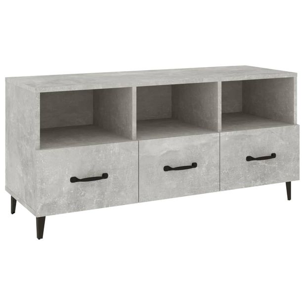 TV-taso betoninharmaa 102x35x50 cm tekninen puu (12613)