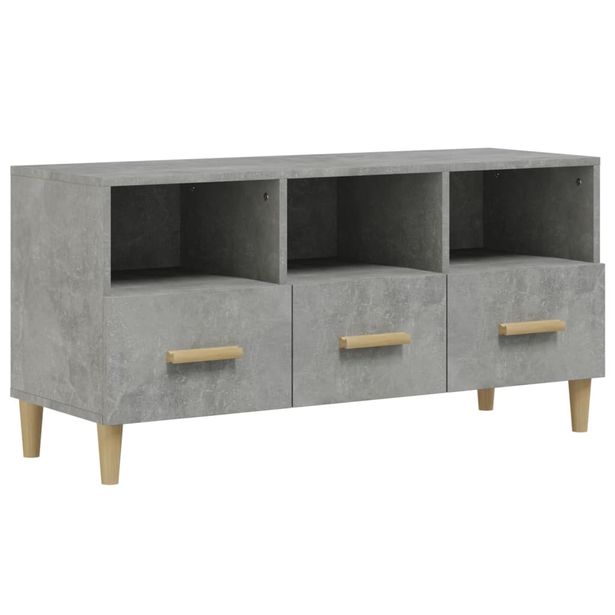 TV-taso betoninharmaa 102x36x50 cm tekninen puu (12604)