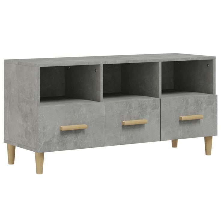TV-taso betoninharmaa 102x36x50 cm tekninen puu (12604)