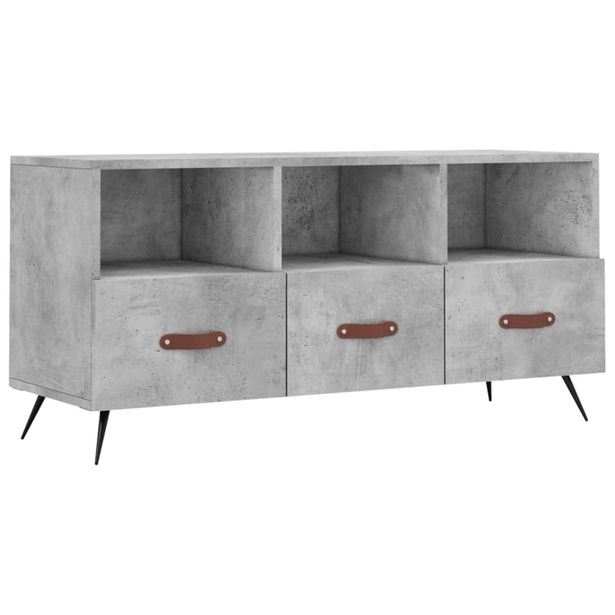 TV-taso betoninharmaa 102x36x50 cm tekninen puu (29008)