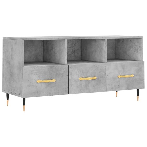TV-taso betoninharmaa 102x36x50 cm tekninen puu (29016)