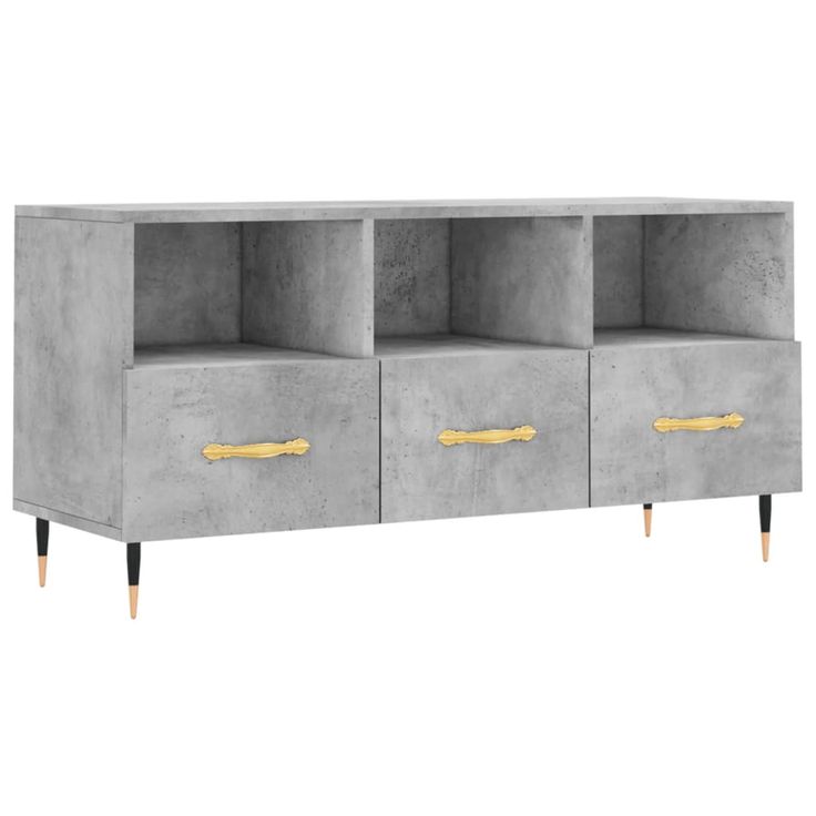 TV-taso betoninharmaa 102x36x50 cm tekninen puu (29016)