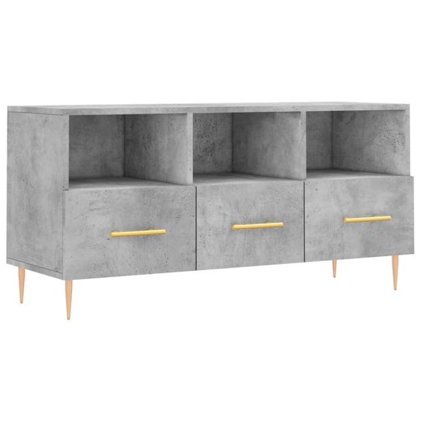 TV-taso betoninharmaa 102x36x50 cm tekninen puu (29024)