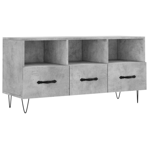 TV-taso betoninharmaa 102x36x50 cm tekninen puu (29032)