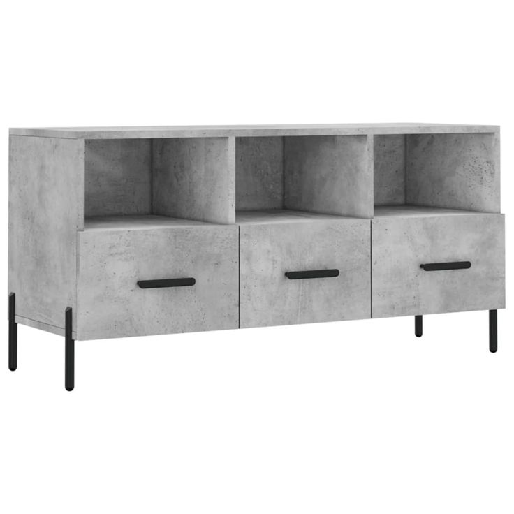 TV-taso betoninharmaa 102x36x50 cm tekninen puu (29048)