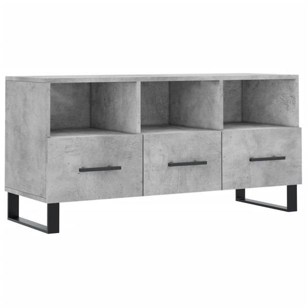 TV-taso betoninharmaa 102x36x50 cm tekninen puu (29064)