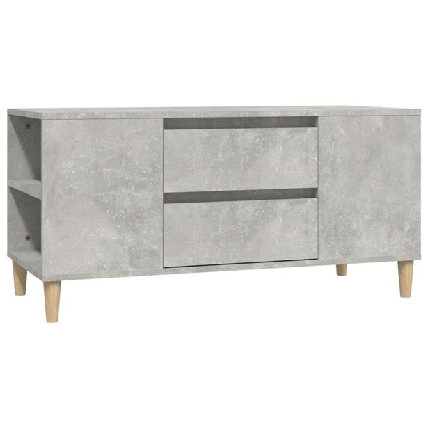 TV-taso betoninharmaa 102x44,5x50 cm tekninen puu (19600)