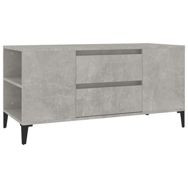 TV-taso betoninharmaa 102x44,5x50 cm tekninen puu (19608)