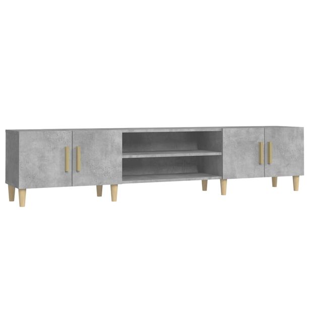 TV-taso betoninharmaa 180x31,5x40 cm tekninen puu (16260)