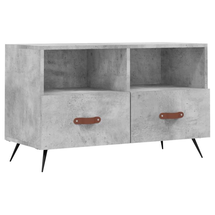 TV-taso betoninharmaa 80x36x50 cm tekninen puu (28944)