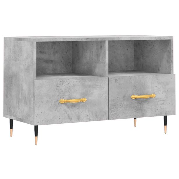 TV-taso betoninharmaa 80x36x50 cm tekninen puu (28952)