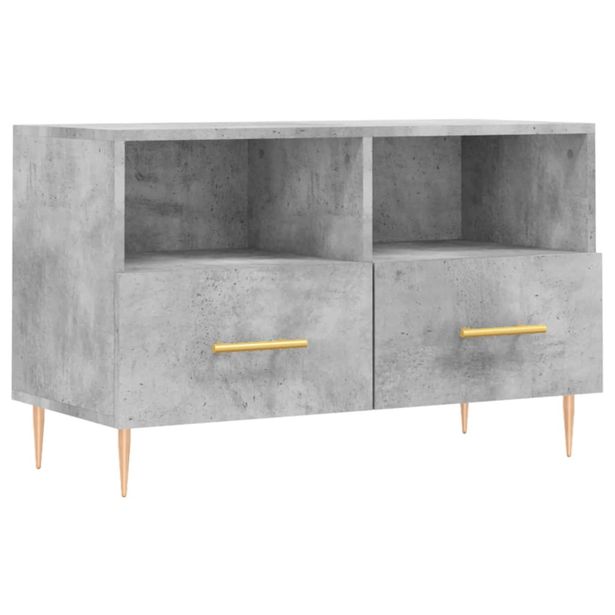 TV-taso betoninharmaa 80x36x50 cm tekninen puu (28960)
