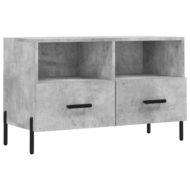TV-taso betoninharmaa 80x36x50 cm tekninen puu (28984)