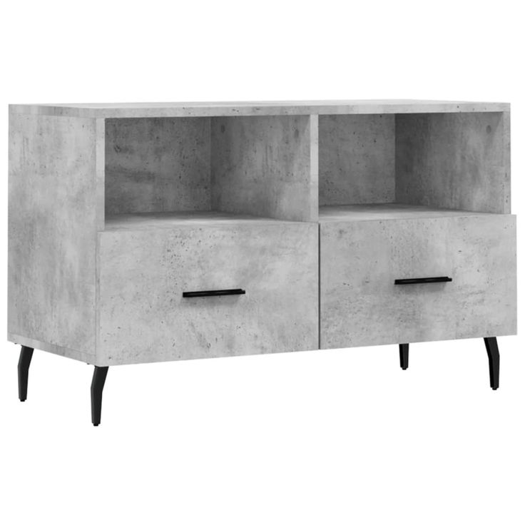 TV-taso betoninharmaa 80x36x50 cm tekninen puu (28992)