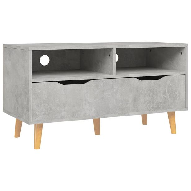 TV-taso betoninharmaa 90x40x48,5 cm tekninen puu (26781)