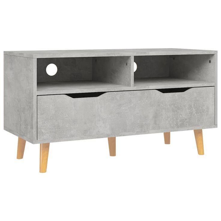 TV-taso betoninharmaa 90x40x48,5 cm tekninen puu (26781)