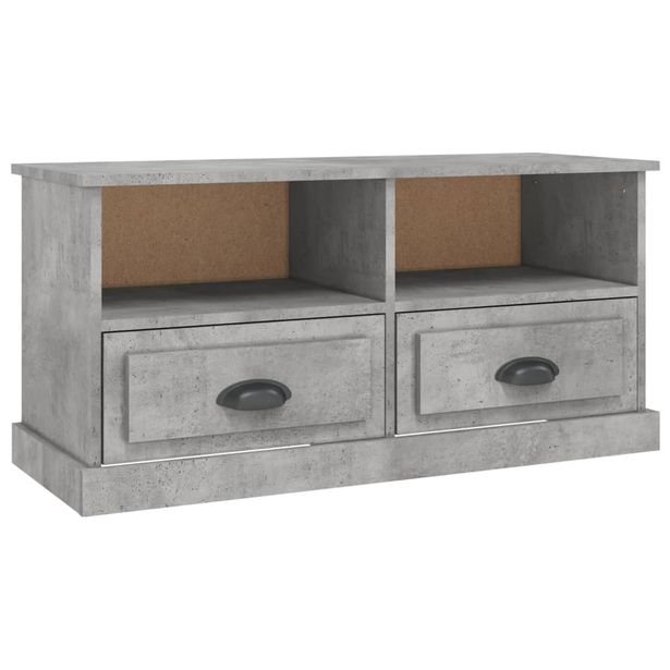 TV-taso betoninharmaa 93x35,5x45 cm tekninen puu (16468)