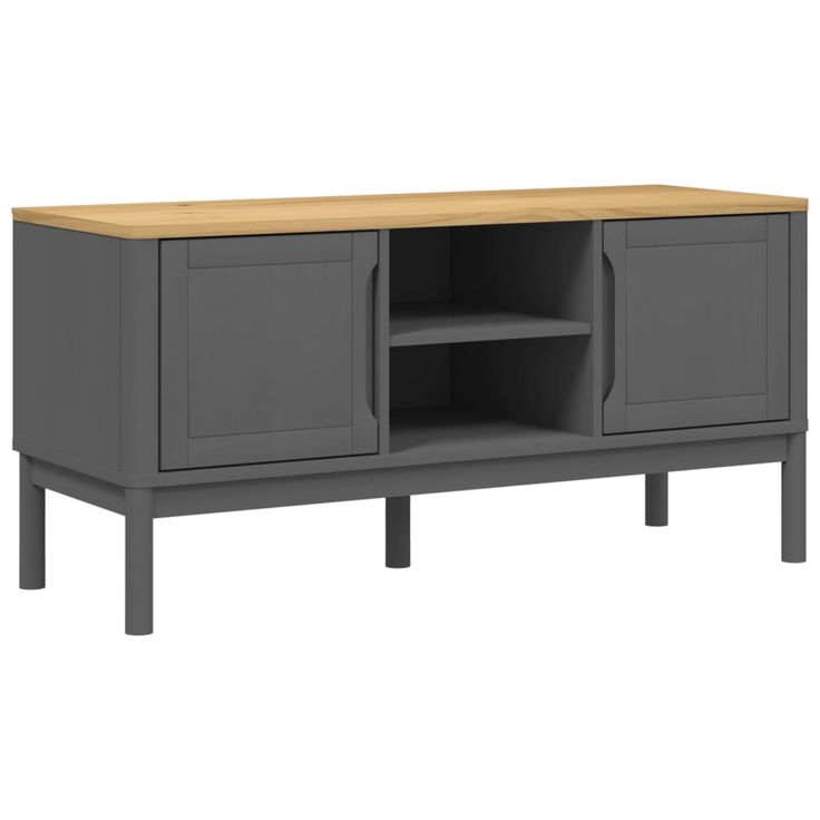 TV-taso FLORO harmaa 114x43x55 cm täysi mänty (74016)