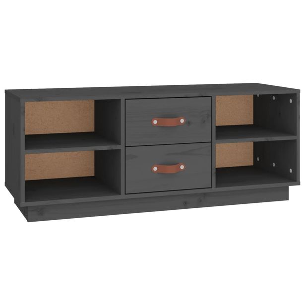 TV-taso harmaa 100x34x40 cm täysi mänty (18227)