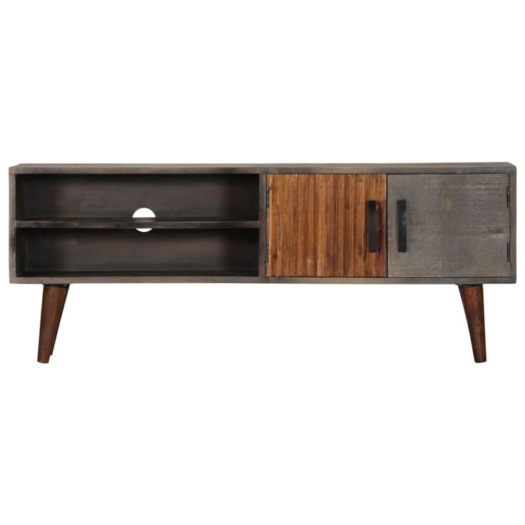 TV-taso harmaa 130x30x46 cm täysi karkea mangopuu (82743)