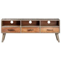 TV-taso harmaa 130x35x51 cm täysi karkea mangopuu (21805)