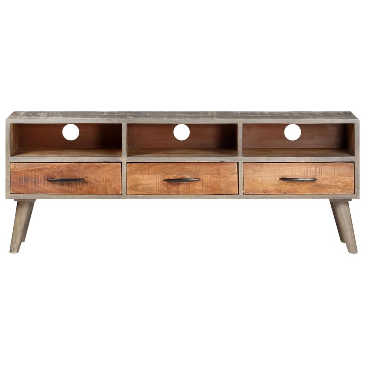 TV-taso harmaa 130x35x51 cm täysi karkea mangopuu (21805)