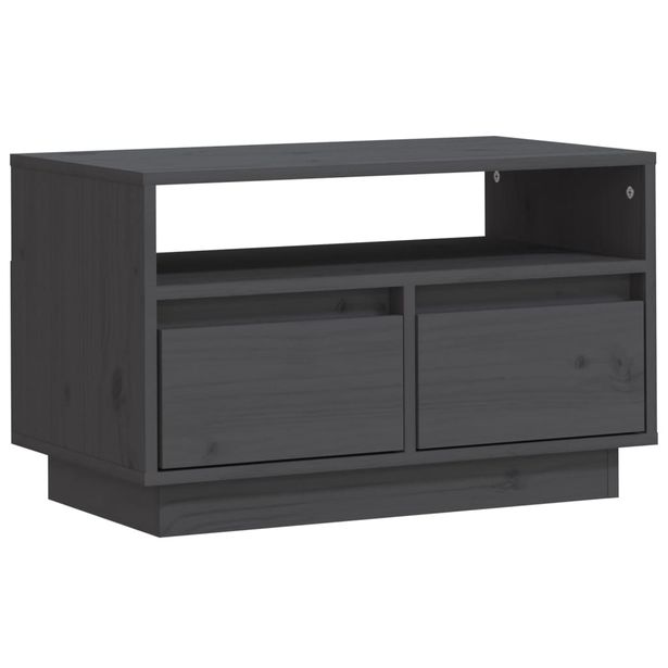 TV-taso harmaa 60x35x37 cm täysi mänty (13427)