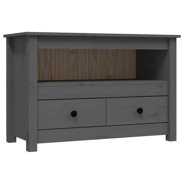 TV-taso harmaa 79x35x52 cm täysi mänty (21499)