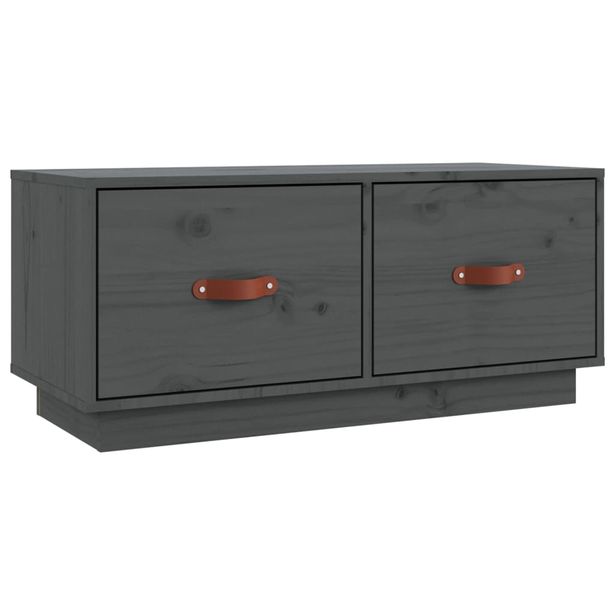 TV-taso harmaa 80x34x35 cm täysi mänty (18242)