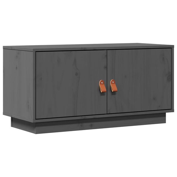 TV-taso harmaa 80x34x40 cm täysi mänty (18232)