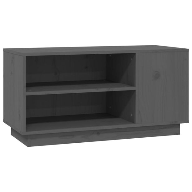 TV-taso harmaa 80x35x40,5 cm täysi mänty (14406)
