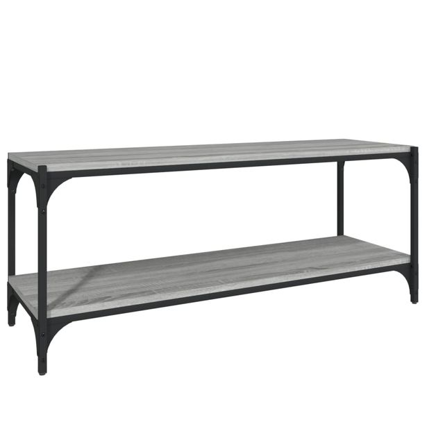 TV-taso harmaa Sonoma 100x33x41 cm tekninen puu ja teräs (19350)