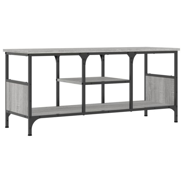 TV-taso harmaa Sonoma 100x35x45 cm tekninen puu ja rauta (31801)