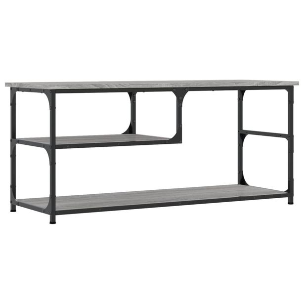 TV-taso harmaa Sonoma 103x38x46,5 cm tekninen puu ja teräs (31826)