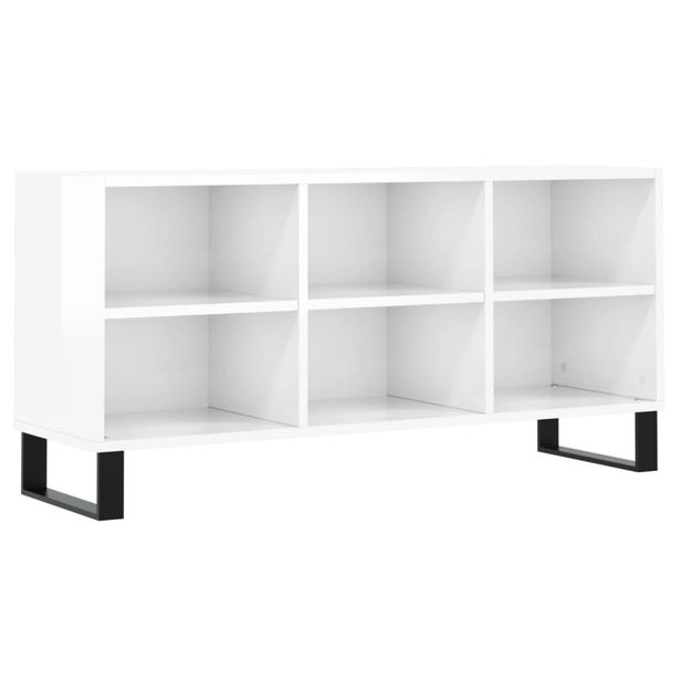 TV-taso korkeakiilto valkoinen 103,5x30x50 cm tekninen puu (26998)