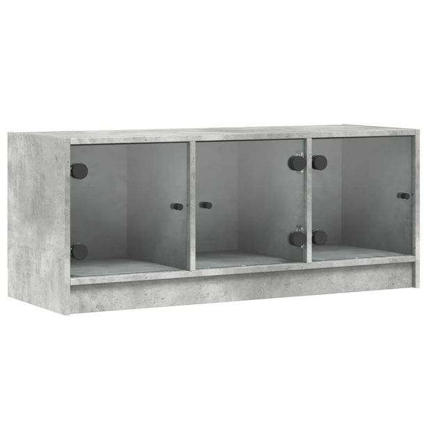 TV-taso lasiovilla betoninharmaa 102x37x42 cm (36409)