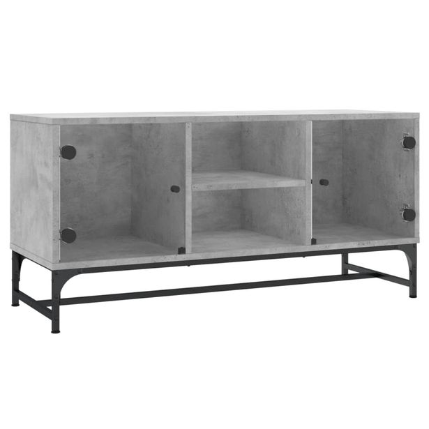 TV-taso lasiovilla betoninharmaa 102x37x50 cm (36535)