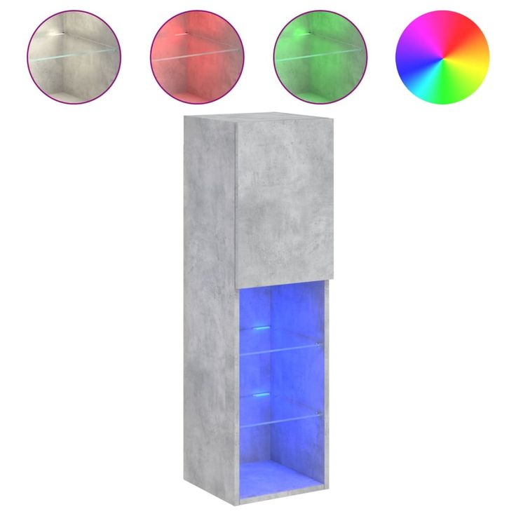 TV-taso LED-valoilla betoninharmaa 30,5x30x102 cm (37021)