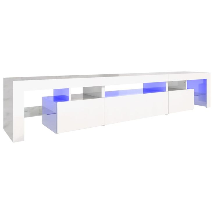 TV-taso LED-valoilla korkeakiilto valkoinen 215x36,5x40 cm (52798)