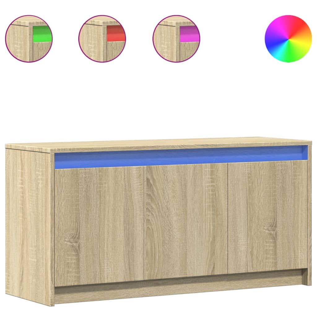 TV-taso LED-valoilla Sonoma-tammi 100x34x50 cm tekninen puu (52210)