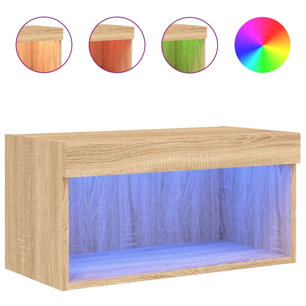 TV-taso LED-valoilla Sonoma-tammi 60x30x30 cm (37131)
