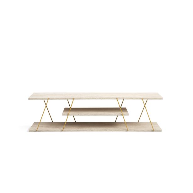 TV-taso Linento Furniture Canaz, kulta/marmorijäljitelmä