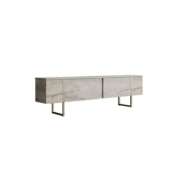 TV-taso Linento Furniture Luxe, marmorijäljitelmä/kulta