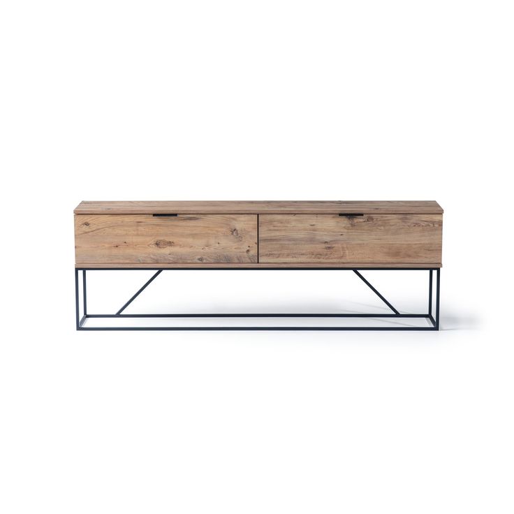 TV-taso Linento Furniture Midlake, musta/mäntypuu
