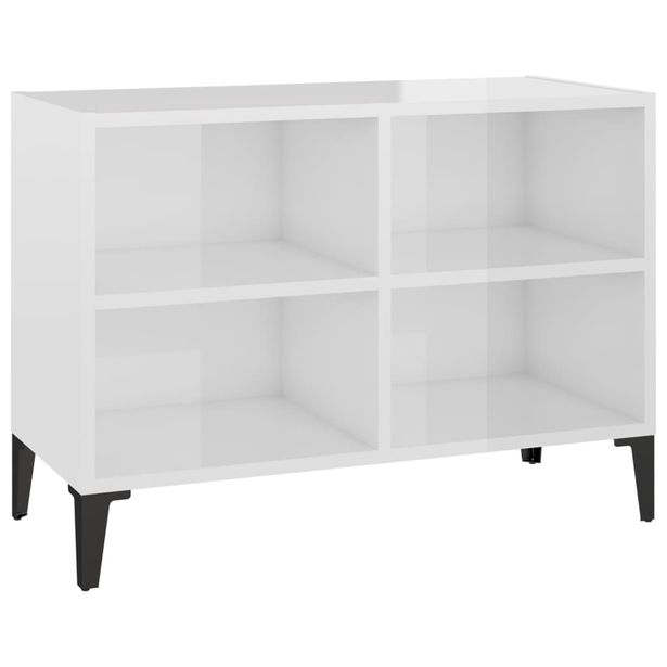 TV-taso metallijaloilla korkeakiilto valkoinen 69,5x30x50 cm (05938)