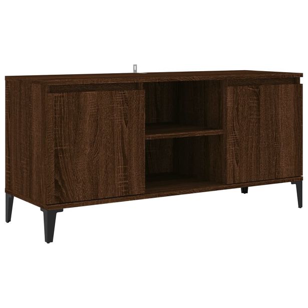 TV-taso metallijaloilla ruskea tammi 103,5x35x50 cm (13163)