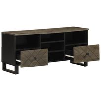 TV-taso musta 100x33x46 cm täysi mangopuu (17702)