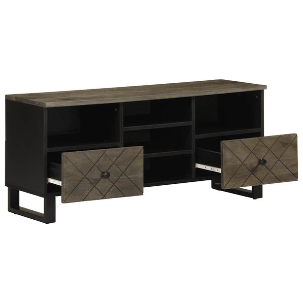 TV-taso musta 100x33x46 cm täysi mangopuu (17702)