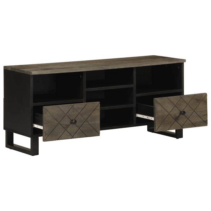 TV-taso musta 100x33x46 cm täysi mangopuu (17702)