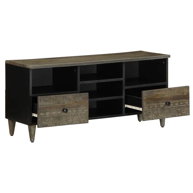 TV-taso musta 100x33x46 cm täysi mangopuu (17810)